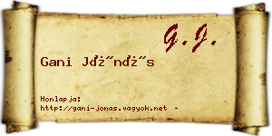 Gani Jónás névjegykártya